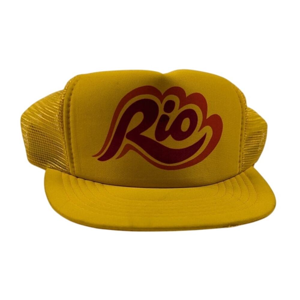 Vintage Rio Airlines Meshback Snapback Yellow Red Summer Bright Snapback Hat